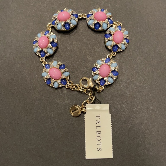 NWT Talbots Pink & Blue Rhinestone Bracelet